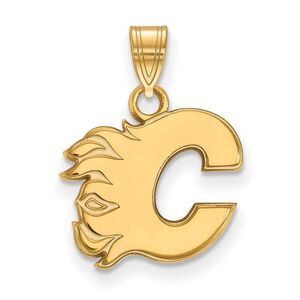 SS 14k Yellow Gold Plated NHL Calgary Flames Small Pendant